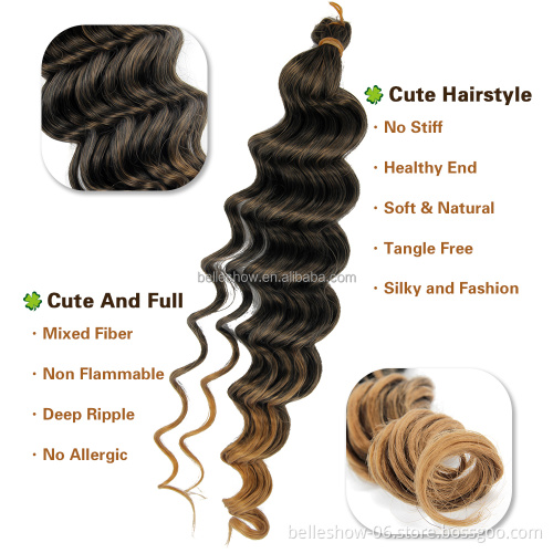 Hot sell Hair 20Inch 80G Pre-Loop Deep Wave Braiding Hair Wholesale Synthetic  ombre  Deep Wave